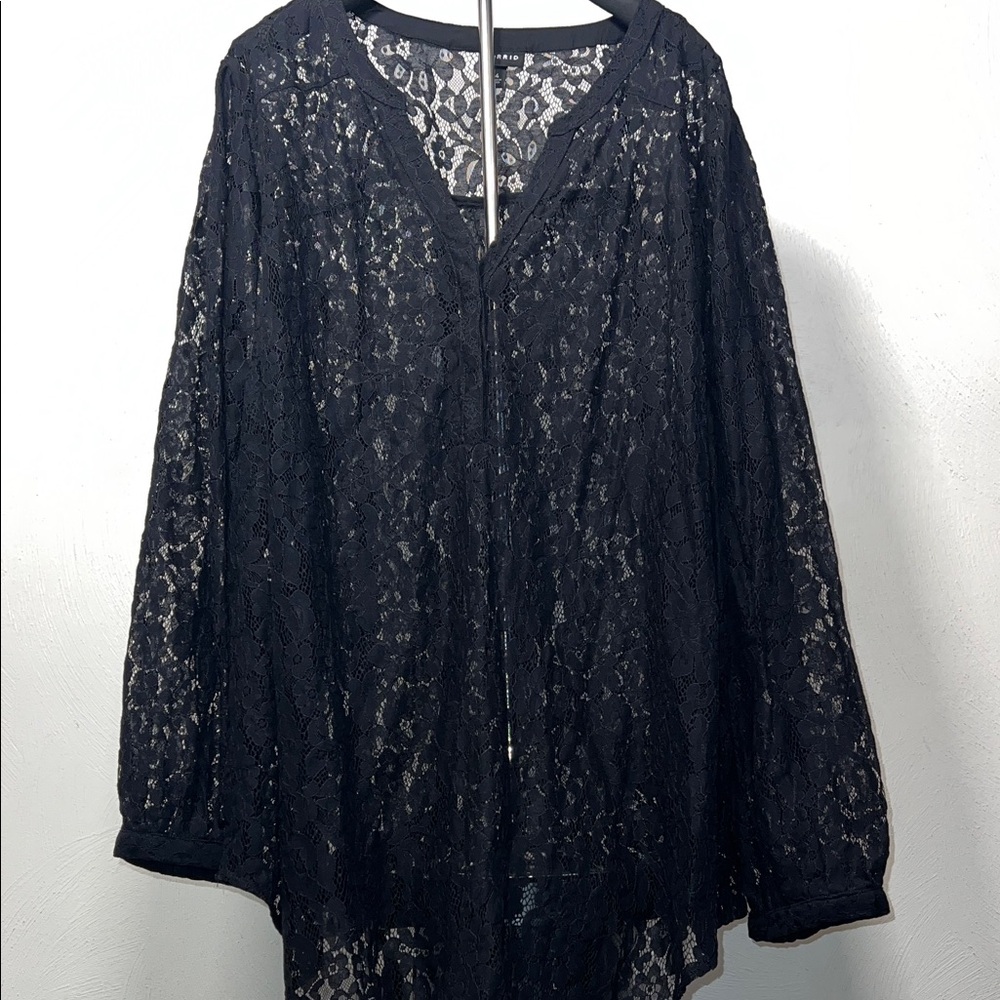 Torrid Black Lace Long sleeves Blouse
